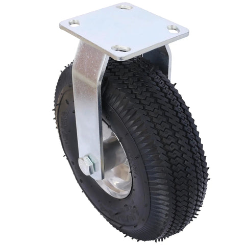 10 Inch Pneumatic Caster Wheel With Rigid Plate Mount Built Tough Ball Bearings Steel Hub Five Eighth Inch Bore For Manual Carts