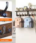 29 Inch Wall Mounted Coat Rack With Shelf And 11 Metal Hooks 4 In 1 Entryway Organizer For Coats Keys Bags Hats Mail Rustic Brown