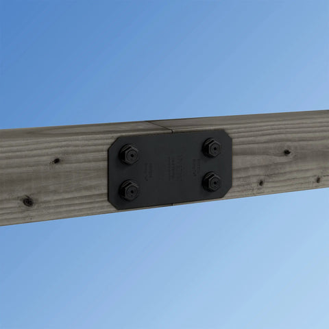 Avant Collection 5 Inch By 9 3 4 Inch ZMAX Black Powder Coated Strap For 6x Lumber on wood beam outdoor installation