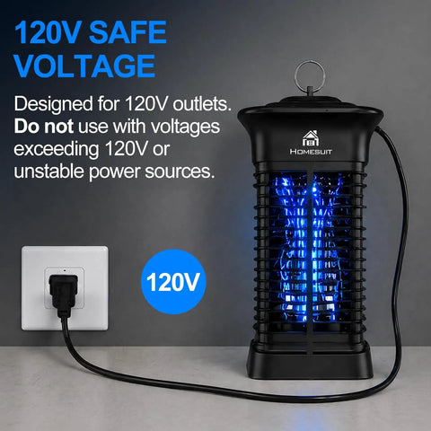 High Powered Bug Zapper 15W 4000V For Indoor And Outdoor Mosquito Killer With 365 Nm Light Attractant Electric Grid Mosquito Trap Electronic Light Bulb Lamp For Home Backyard Patio plugged into 120V outlet