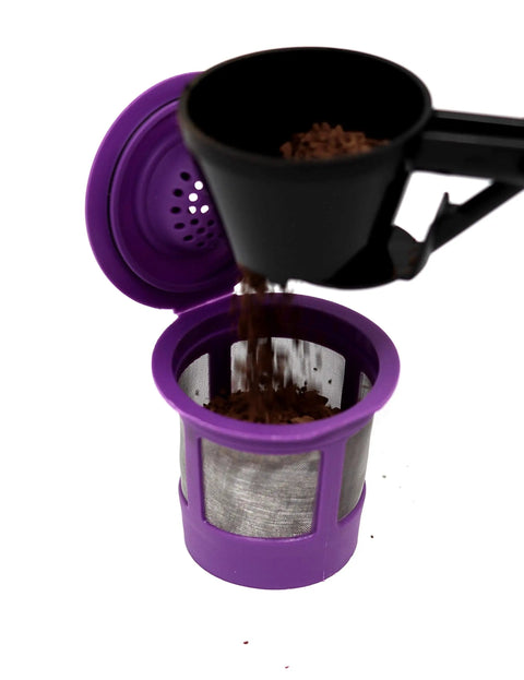 Filling Reusable K Cup Filter Pod Kit for 1.0 and 2.0 Single Serve Coffee Makers with Funnel, 3 Pack Filters