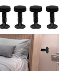 Heavy Duty Headboard Stoppers 4 Pack Large Wall Bumpers For Beds And Sofas Quick Install Noise Reducers close up view of black bumpers