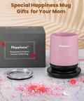 Smart Electric Heated Coffee Mug With Precision Temperature Setting And Rechargeable Coaster To Keep Your Daily Brew Piping Hot And Sipping Smooth On The Go 12 Oz Spill Resistant Travel Mug with pink cup and black coaster.