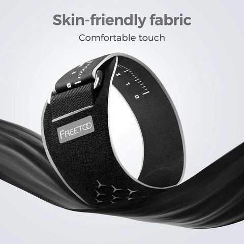Elbow Brace For Tendonitis And Tennis Elbow With Gel Pad, Relief For Men And Women, showing adjustable forearm strap on black fabric