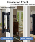 Aluminum Sliding Door Handle For Glass Patio Doors, 8 Inch Pull Fits Six And Five Eighths Inch Mounting Holes, Black Finish, front and back view