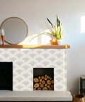 Fireplace area with Boho Peel And Stick Wallpaper For Cabinets And Walls Modern Geometric Beige Self Adhesive Contact Paper.