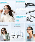 All Day Comfy Smart Glasses With Built In Mic And Speakers Blue Light Blocking Lenses Wireless Headphones For Office And Travel Voice Control Unisex Design For Men And Women Easing Eye Strain And Sleep Support
