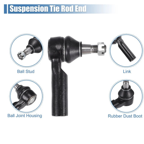 Dodge Ram 1500 Front Outer Tie Rod Ends Kit 2 Pack Direct OE Replacement ES80574 For Tight Steering And Beefed Up Ride On Rough Roads Safer Handling And Quicker Response On Every Drive, black suspension tie rod end with rubber dust boot