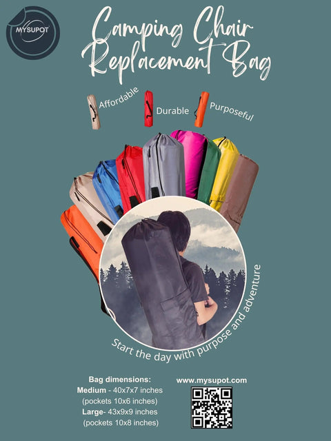Replacement Bag For Folding Camping Chair 40x7x7 Inch 420D Oxford Polyester, multiple colors, displayed with user carrying bag
