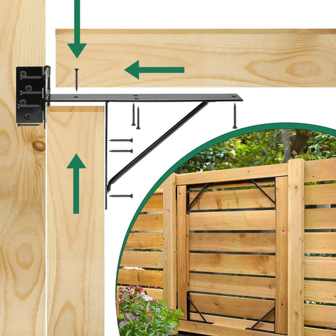 4 Ft By 10 Ft Black Weather Resistant Privacy Fence Screen And Gate Kit With Heavy Duty Anti Sag Corner Brackets For Outdoor Walls Gardens Yards Patios And More
