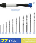 Top Notch Pen Style Pinvice And Micro Drill Bit Set, 26 Pc Hss Handheld Manual Kit for precise drilling tasks and bead craft.