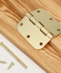 48 Pack Brushed Nickel Door Hinges 3.5 Inch Satin Nickel Interior Hinges With 5/8 Inch Radius Corner And Removable Pin For Smooth, Heavy Duty, Rust Resistant Door Closings on wooden surface.