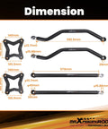 Rear Radius Arms For Polaris RZR XP 1000 And XP 4 1000 2014 Up High Clearance Beefed Up Heavy Duty Suspension Upgrade For Tough Trails And Improved Ground Clearance. black steel arms with 592.5mm and 574mm dimensions