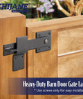 Heavy Duty 6 Inch Farm Flip Gate Latch For Outdoor Wood Fence And Barn Doors, Solid Black Gate Lock Hardware installed on gate