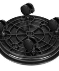 Three Piece Plant Dolly Set Heavy Duty Resin Base Smooth Rolling Universal Wheels With Secure Brake Locks close-up showing wheels and base