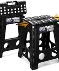 16 Inch Folding Step Stool for Home and Apartment Use, Portable Collapsible Plastic Stool with Non Slip Safety Lock, Black