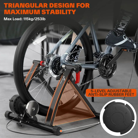 Magnetic Indoor Bike Trainer Stand For 26 To 28 Inch And 700C Wheels Six Level Resistance Quick Release Road and Mountain Bikes
