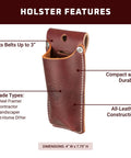 Offset Tin Snip Holster For Belt Up To 3 Inches Wide Durable All Day Comfort Premium Leather Tool Holder For Wiss M6 M7 Snips And Pruning Shears Made In USA