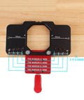 35mm Metal Concealed Hinge Jig With Quick Clamp And Dust Vacuum Adapter mounted on wood, showing measurement guides and red clamp handle