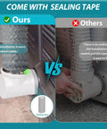 Comparison of Tight Space Dryer Vent Hose Kit With 90 Degree Elbow And 8ft Flexible Hose showcasing seal with and without tape