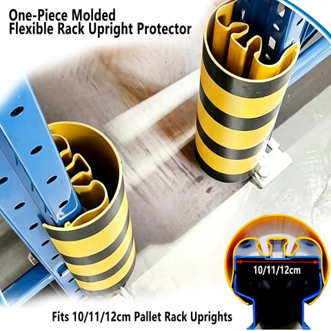 Built Tough Bully Proof Heavy Duty Pallet Rack Protectors Forklift Bumper Guards For Warehouse Columns Shock Absorbing Upright Shields Yellow Black Striped Industrial Corner Covers 18 Pack