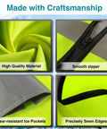 Close-up of Cooling Safety Vest With 24 Ice Packs For Hot Weather Work, showing high-quality material, smooth zipper, and ice pockets.