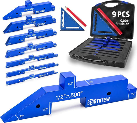 Pro Grade Woodworking Setup Blocks Kit With 0.001 Inch Accuracy, 8 Aluminum Router Table Setup Bars And Height Gauge