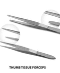 Thumb tissue forceps from the 18 Piece Dissection Kit With Carrying Case Pro Grade Stainless Steel Tools For Students, Teachers And Pros To Practice Techniques Dissect Anatomy Safely And Effectively.
