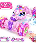 Pink Gesture Sensing Remote Control Car For Kids Age 6 To 12 4WD Hand Controlled Stunt RC Car With Lights And Music