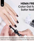 Applying black polish from Black And White Gel Nail Polish Set 2 x 15ml HEMA Free Monochrome Aesthetics For 4th Of July