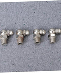 Four 90 degree angled zerk fittings from Pro Grade Grease Fittings Kit 45 Piece Assortment M8x1 Straight and 90 Degree Angled Zerk Fittings