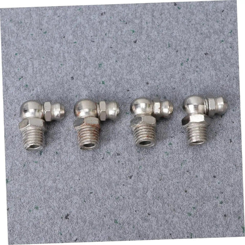 Four 90 degree angled zerk fittings from Pro Grade Grease Fittings Kit 45 Piece Assortment M8x1 Straight and 90 Degree Angled Zerk Fittings