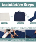 Installation steps for Outdoor Chaise Lounge Cushions For Patio Furniture, Waterproof Replacement Seat Cushions assembly process.