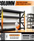 Hella Sturdy Heavy Duty Metal Storage Shelves With Rock Solid Frame And No Sweat Setup Four Tier Adjustable Garage Shelving Rack For Home Shop Or Warehouse displaying one-piece column structure.