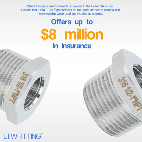 Top Shelf Stainless Steel 316 Hex Bushing Reducer Fitting One Inch Male To One Half Female Npt Pipe Connector Marine Fuel Water Line Bulk Pack Of 120 Built Bad with insurance info.