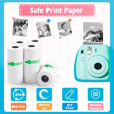 12 Rolls Mini Thermal Sticker Paper For Kids Instant Cameras, HD 2.2 Inch Thermal Paper Refills, White Sticker Paper Pack, No Hassle Easy Peel Adhesive, Compatible With Most Mini Thermal Printers, Perfect For Fun Photo Prints. mini thermal rolls and kids camera