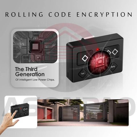 2 Pack 5 Button Gate Opener Remote Transmitter Long Range Up To 1000 Feet No Aim Needed displayed with gate image