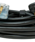 Beefy Heavy Duty RV Extension Cord For Campers, 30 Amp, 10 Gauge, 3 Conductor, 30 Ft Weather Resistant Black STW Power Cable coiled