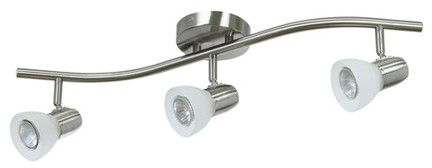 Three Light Kitchen Track Lighting With Modern S Shaped Ceiling Track Bar In Brushed Nickel Finish Lit Hardwired Track Light Kit