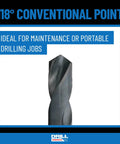 1/2 Inch Carbon Steel NPT Pipe Tap And 23/32 Inch High Speed Steel Drill Bit Set, POU Series drill bit with 118° point