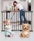 Extra Wide Walk Through Pet Gate With Auto Close, Kid Friendly And Pet Safe, Durable Metal Gate For Stairs And Doorways in use