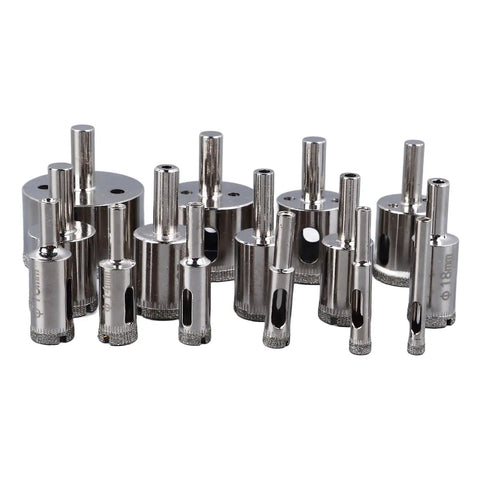 Jiawu 15 Piece Universal Hole Saw Kit With Emery Drill Bits For Cutting Ceramic Tiles Glass And Hard Surfaces Effortlessly Made Simple, 15-piece set