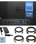 Heavy Duty Usb C Docking Station For Precision Workstations Dual Monitor Hub With 240 Watt Power Delivery showing ports and cables.