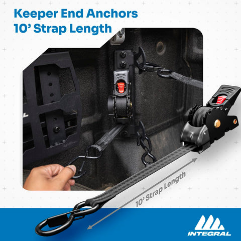 10' strap length bed mounted retractable tie-down straps on Chevy Silverado factory anchor