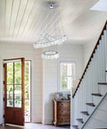 Three Ring LED Crystal Pendant Light Fixture For Dining Room DIY Adjustable Stainless Steel Chandelier With K9 Crystals Modern Glam Ceiling