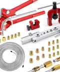 26-piece 3/16 in brake line kit with 25 ft zinc-plated tubing, brass fittings, red flaring tool, bender and cutter