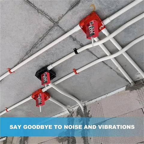Ceiling Vibration Damping Mounts, 5 Pack Spring Hangers, Anti Vibration Mounts Up To 44 Lbs in red and black on concrete ceiling