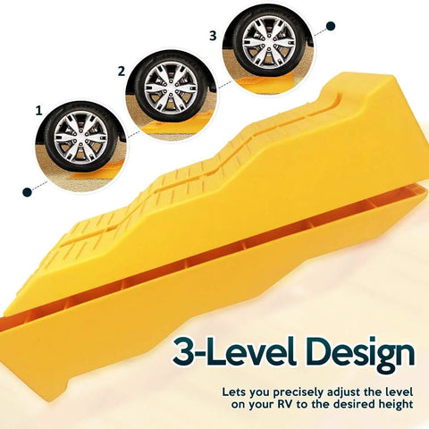 4 Pack Leveling Ramps For Cars And SUVs Anti Slip Wheel Chocks And Levelers For Camper Trailer On Uneven Ground Heavy Duty Stabilizers To Lift And Stabilize Your Ride with 3-level design