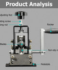 Effortless Manual Wire Stripper For Copper Cables with adjustable settings, crank handle, and labeled components for precise strips.