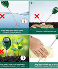 Instructions for using Soil Moisture Meter For Lawn And Garden Care, Accurate Hygrometer Sensor For Indoor And Outdoor Use, No Guesswork With Easy To Read Watering Gauge, Durable 10.23 Inch Probe, Green.